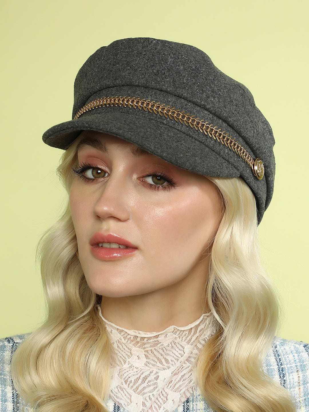 Chain-Lined Breton Cap - Charcoal Grey