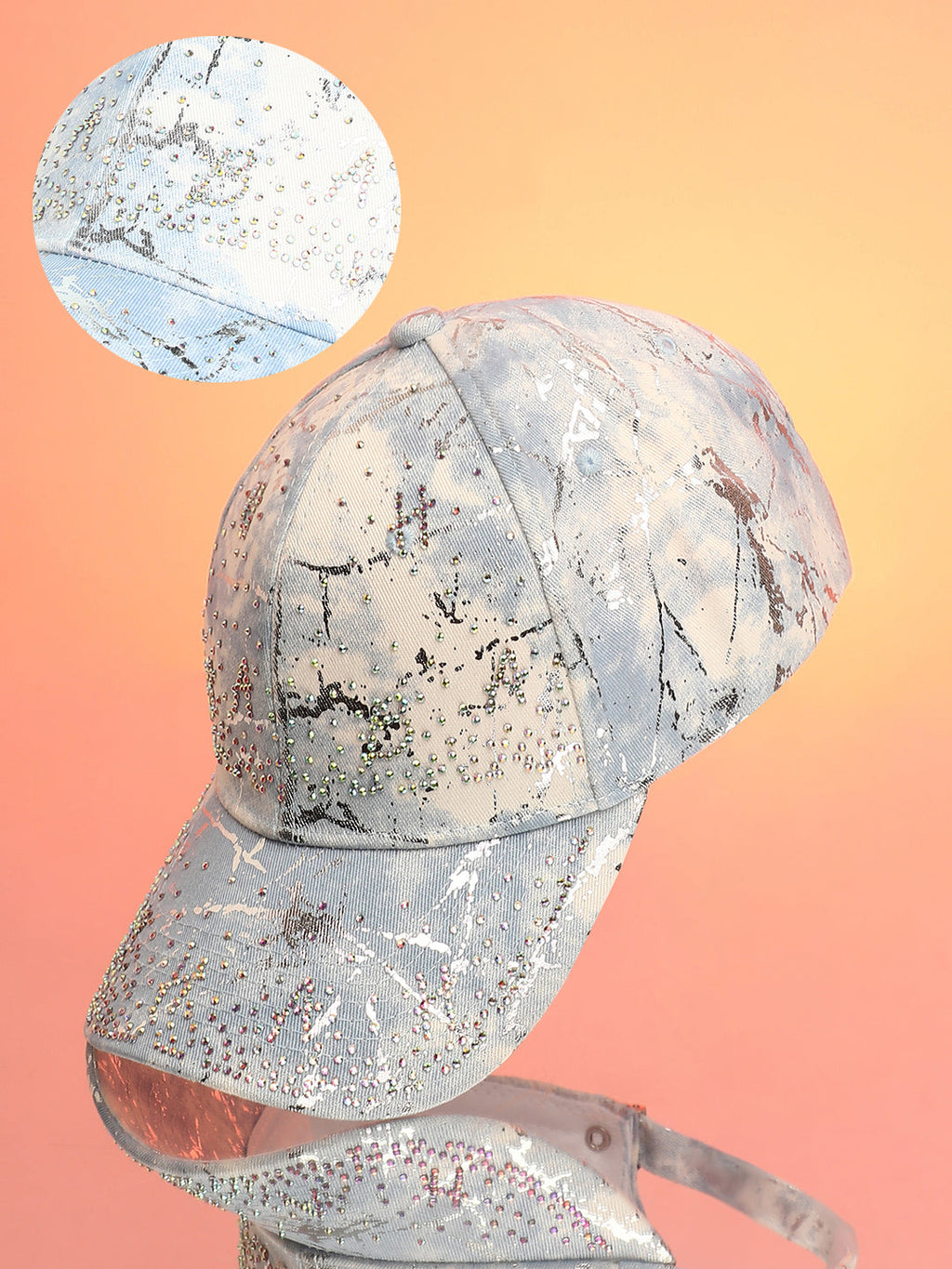 Haute Sauce Studded Ombre Basketball Cap - Sky Blue & Ivory White