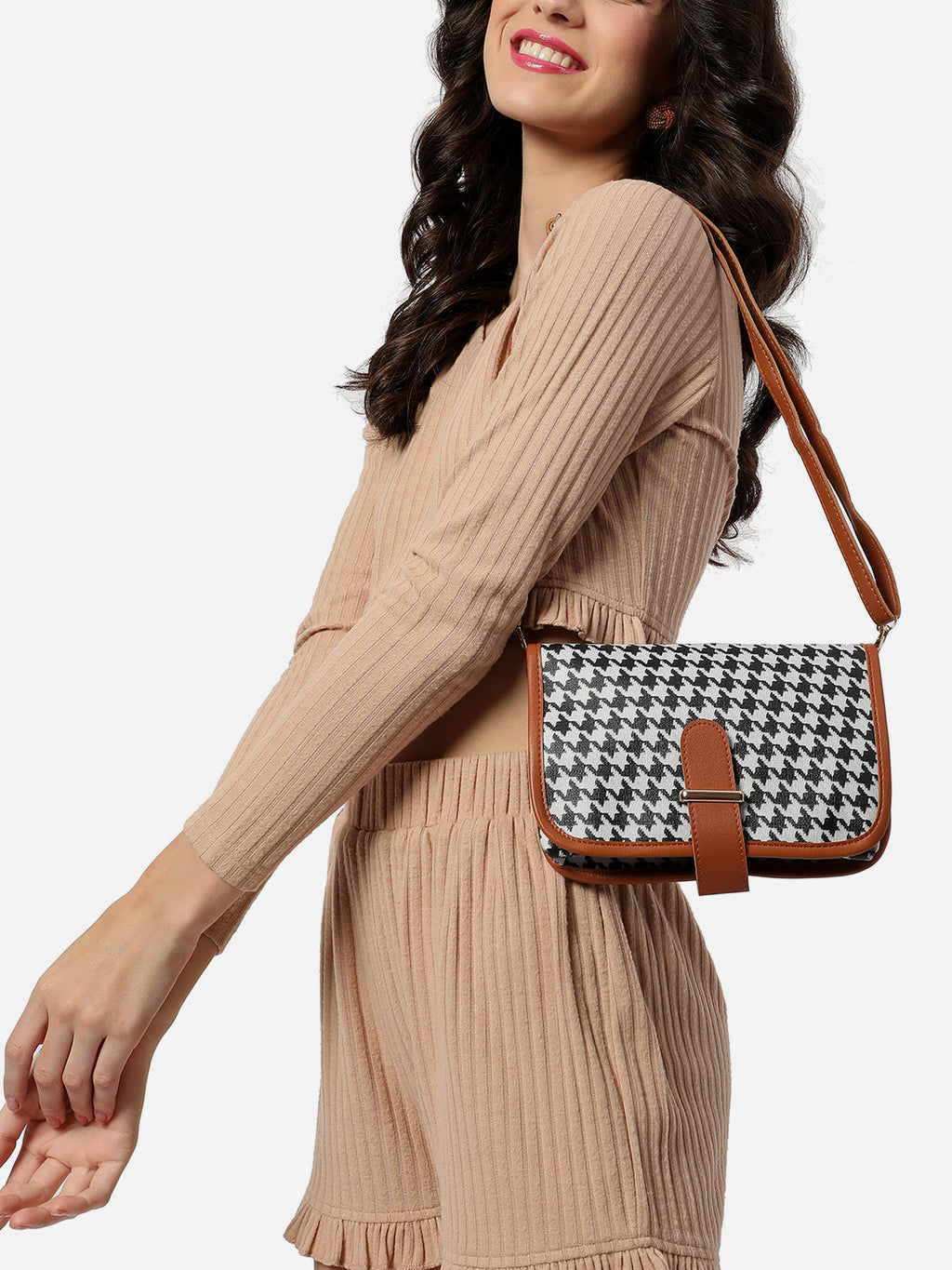 Houndstooth Multicolor Cross Body Bag