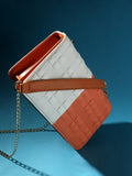 Contrast Flap Sling Bag - White & Orange