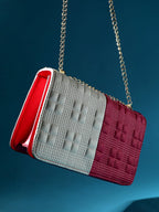 Contrast Flap Sling Bag - White & Pink