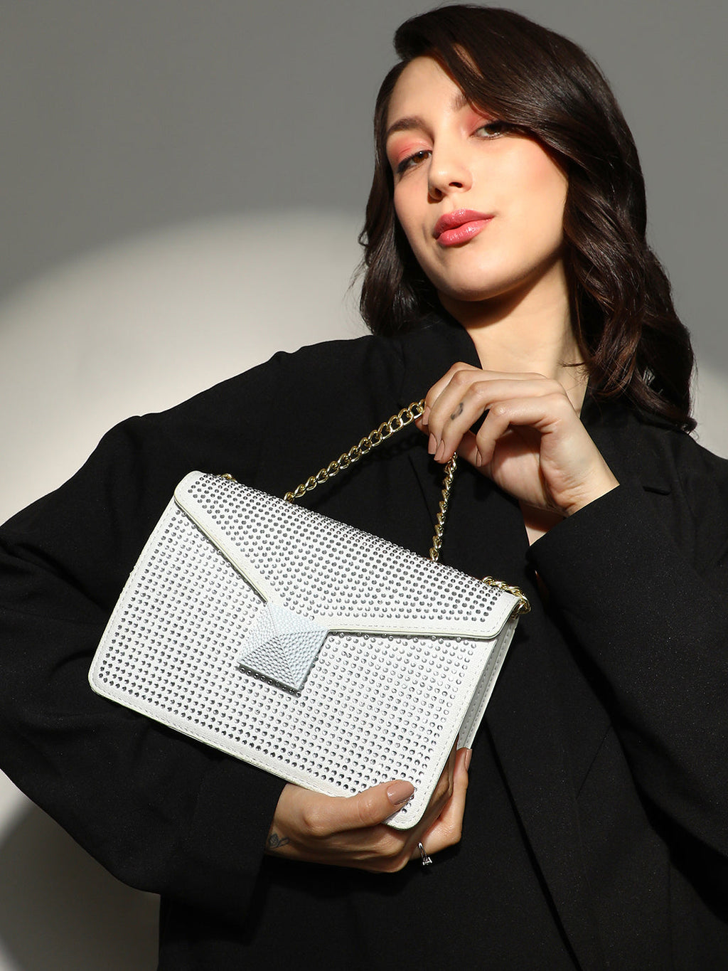 Haute Sauce The Stud Sling Bag - Ivory White