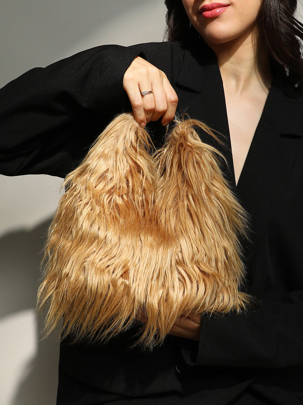 Haute Sauce The Fur Hobo Bag - Beige