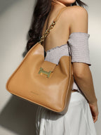 The Monogram Shoulder Bag - Camel Brown
