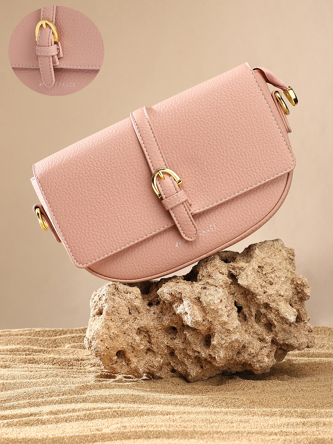 Haute Sauce The Tang-Buckle Shoulder Bag - Nude Pink