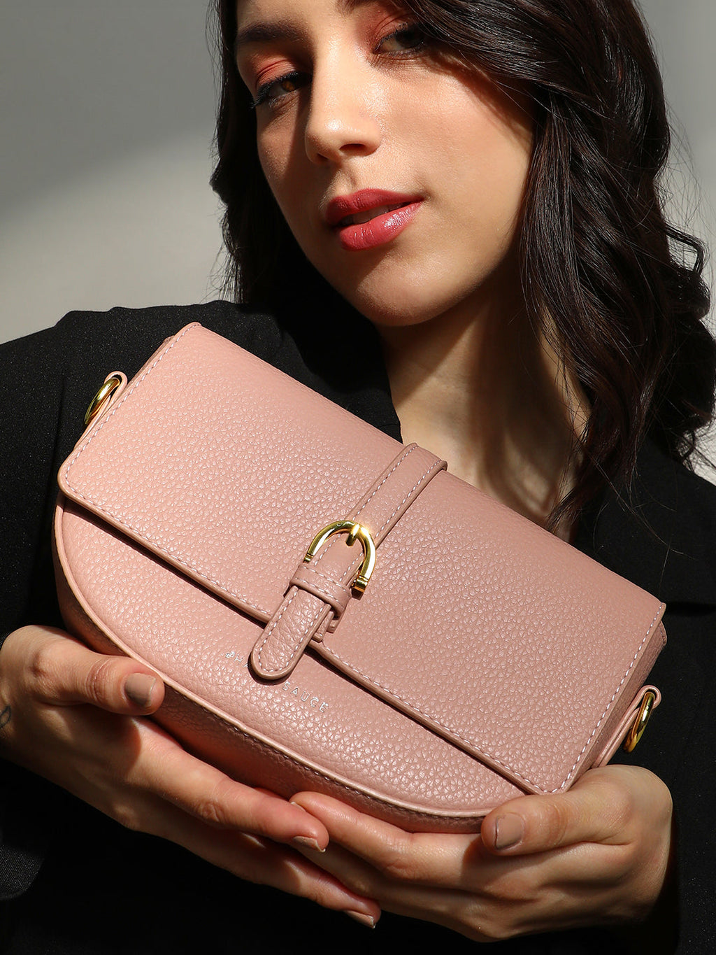 Haute Sauce The Tang-Buckle Shoulder Bag - Nude Pink