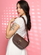 The Tang-Buckle Shoulder Bag - Coffee Brown