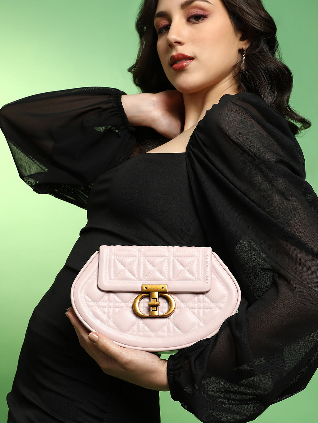 Haute Sauce The Quilted Curve Sling Bag - Nude Pink