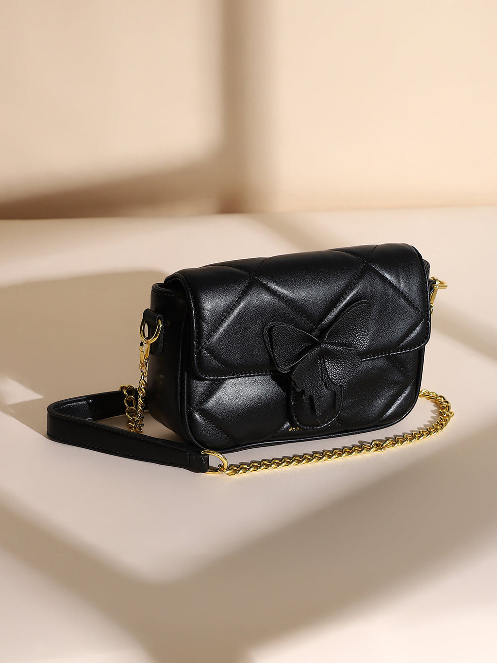 Haute Sauce The Quilted Butterfly Shoulder Bag - Midnight Black