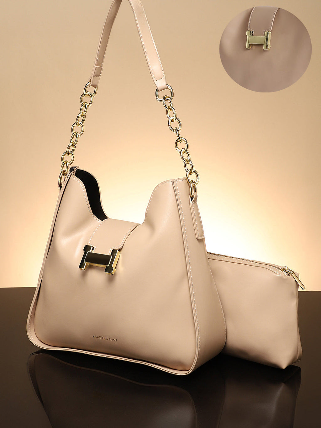 Haute Sauce The Monogram Shoulder Bag With Pouch - Light Beige
