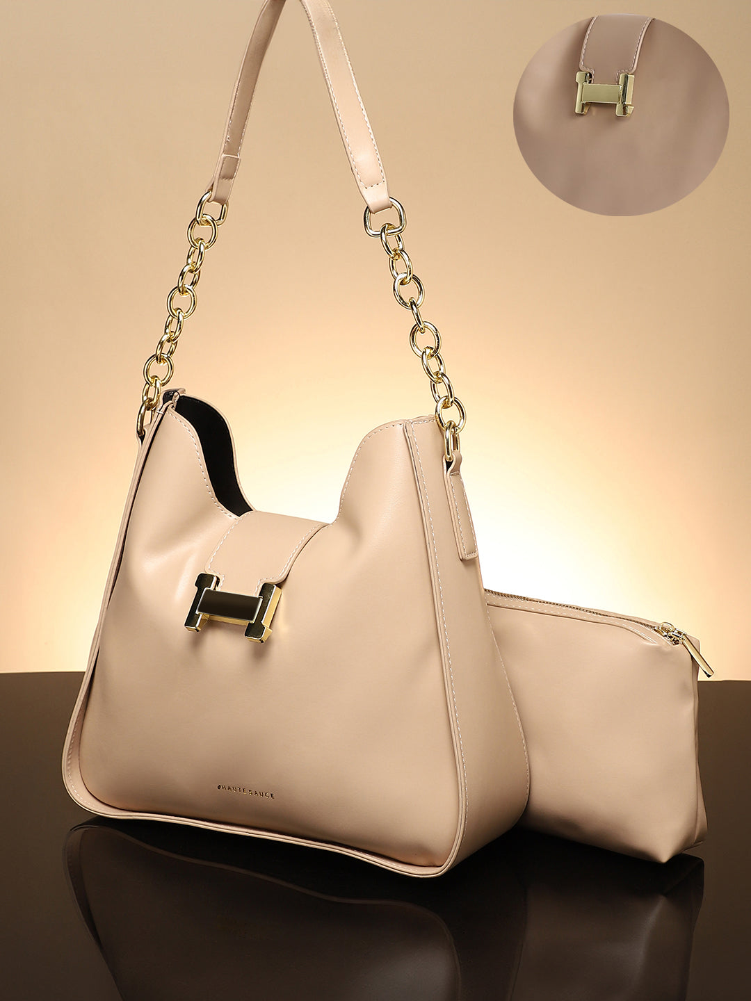 Haute Sauce The Monogram Shoulder Bag With Pouch - Light Beige