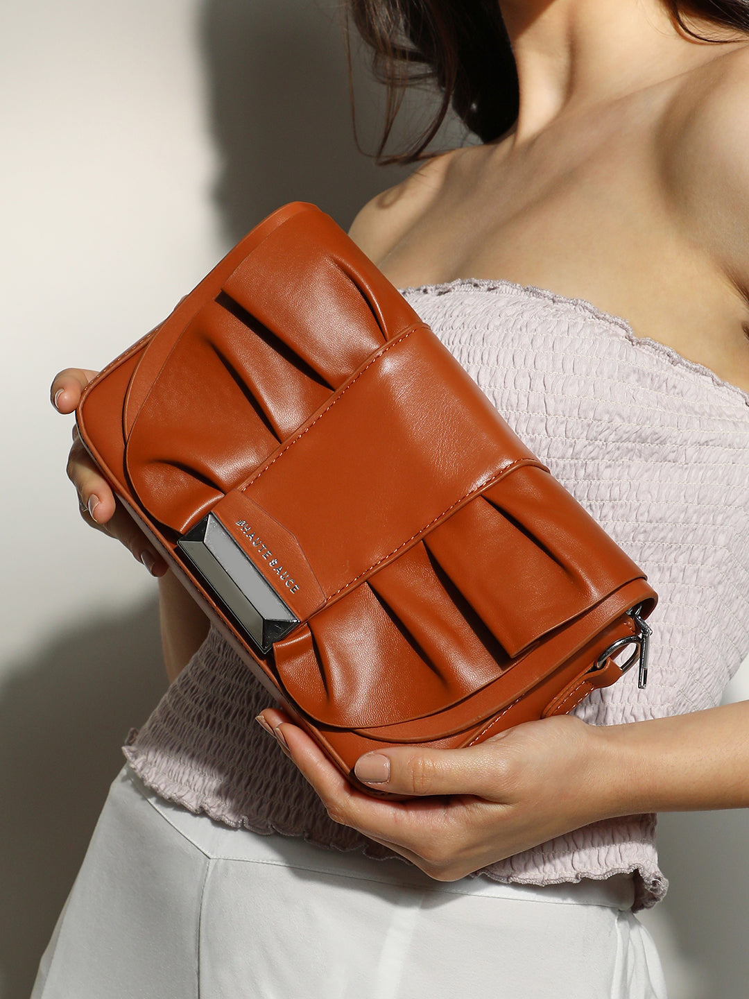 Haute Sauce The Ruched Sling Bag - Chocolate Brown