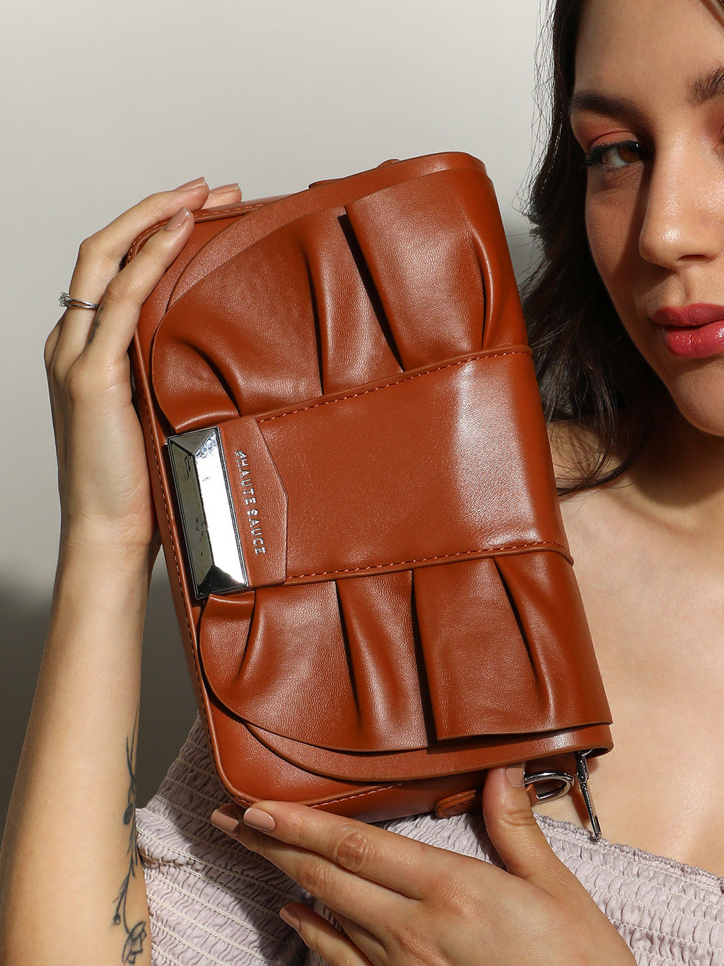 Haute Sauce The Ruched Sling Bag - Chocolate Brown