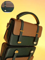 Haute Sauce The Linea Hand Bag - Forest Green & Mocha Brown