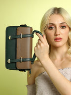 Haute Sauce The Linea Hand Bag - Forest Green & Mocha Brown