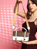 Haute Sauce The Linea Hand Bag - Ivory White & Chocolate Brown