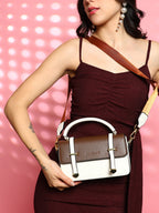 The Linea Hand Bag - Ivory White & Chocolate Brown