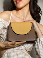 Haute Sauce The Block Flap Hand Bag - Mocha Brown & Sage Green