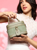 The Velvet Oval Bucket Bag - Olive Green