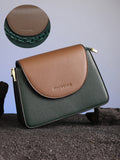 Haute Sauce The Block Flap Hand Bag - Olive Green & Chocolate Brown