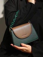 Haute Sauce The Block Flap Hand Bag - Olive Green & Chocolate Brown