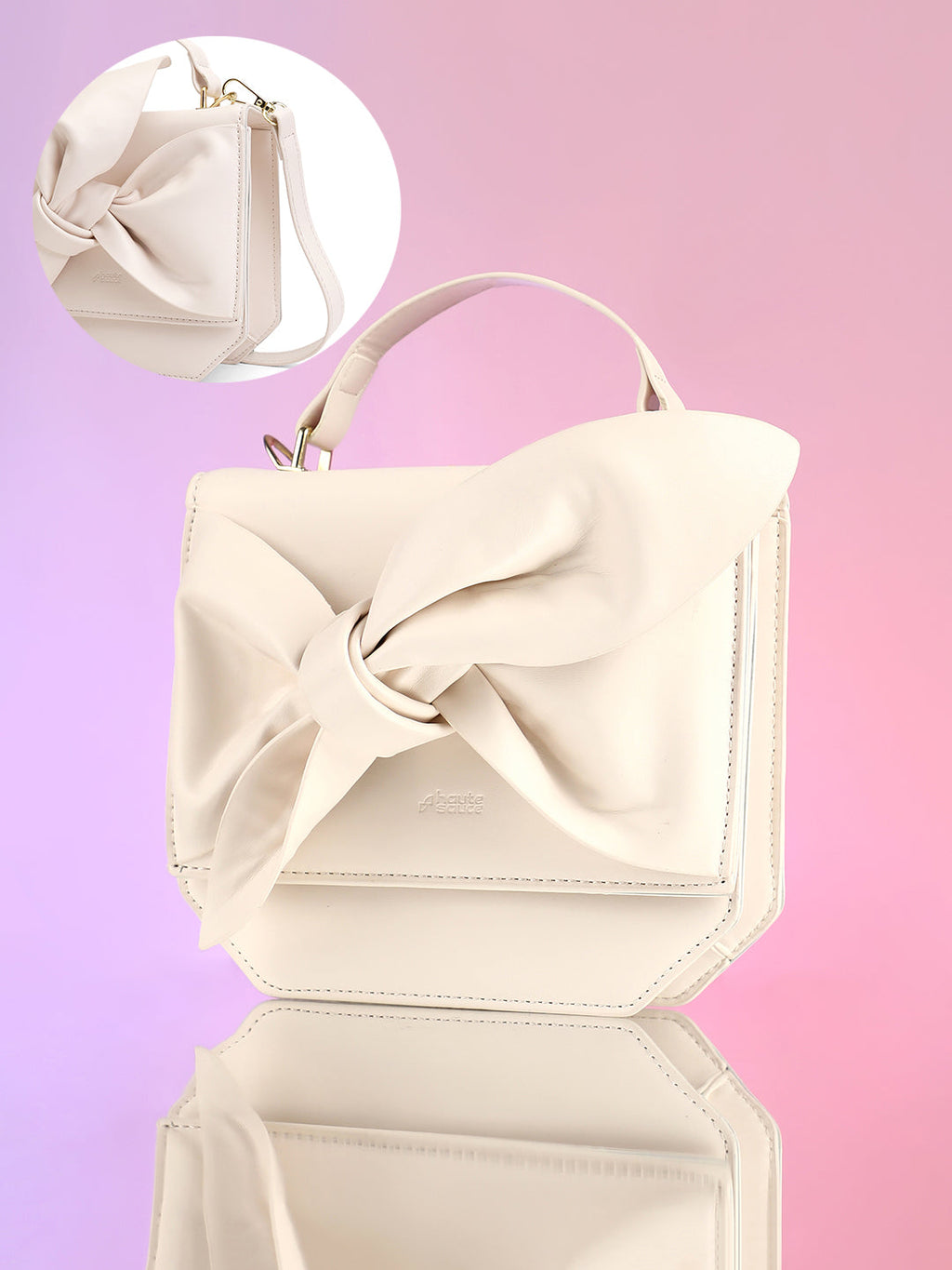 Haute Sauce The Arc Crossbody Satchel Bag - Ivory White