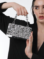 Haute Sauce The Dented Chain Clutch Bag - Metallic Silver