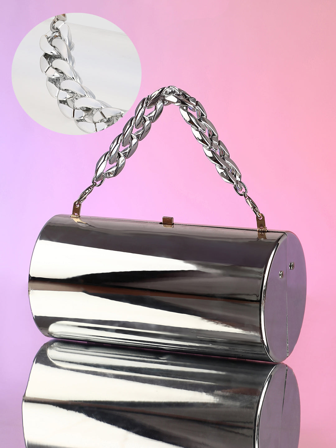 Haute Sauce The Columner Clutch Bag - Metallic Silver