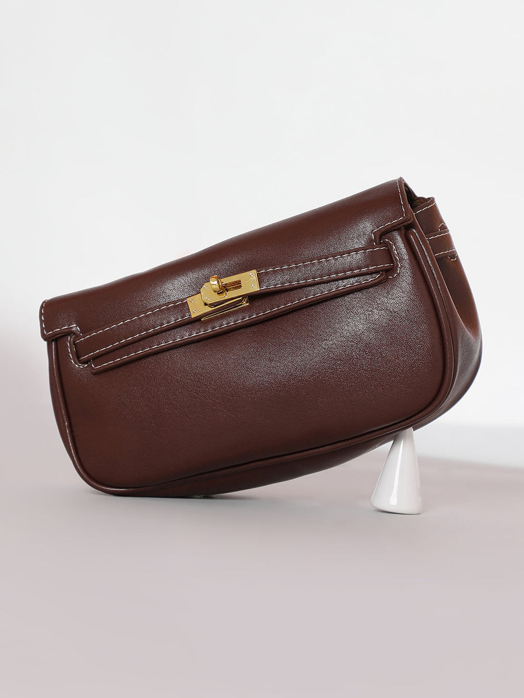 The Overlap-Curve Sling Bag - Chocolate Brown