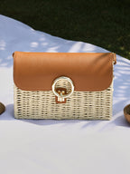 Haute Sauce The Straw-Box Sling Bag - Tan Brown