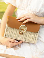 Haute Sauce The Straw-Box Sling Bag - Tan Brown