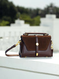 The Aurest Suede-Block Hand Bag - Chocolate Brown