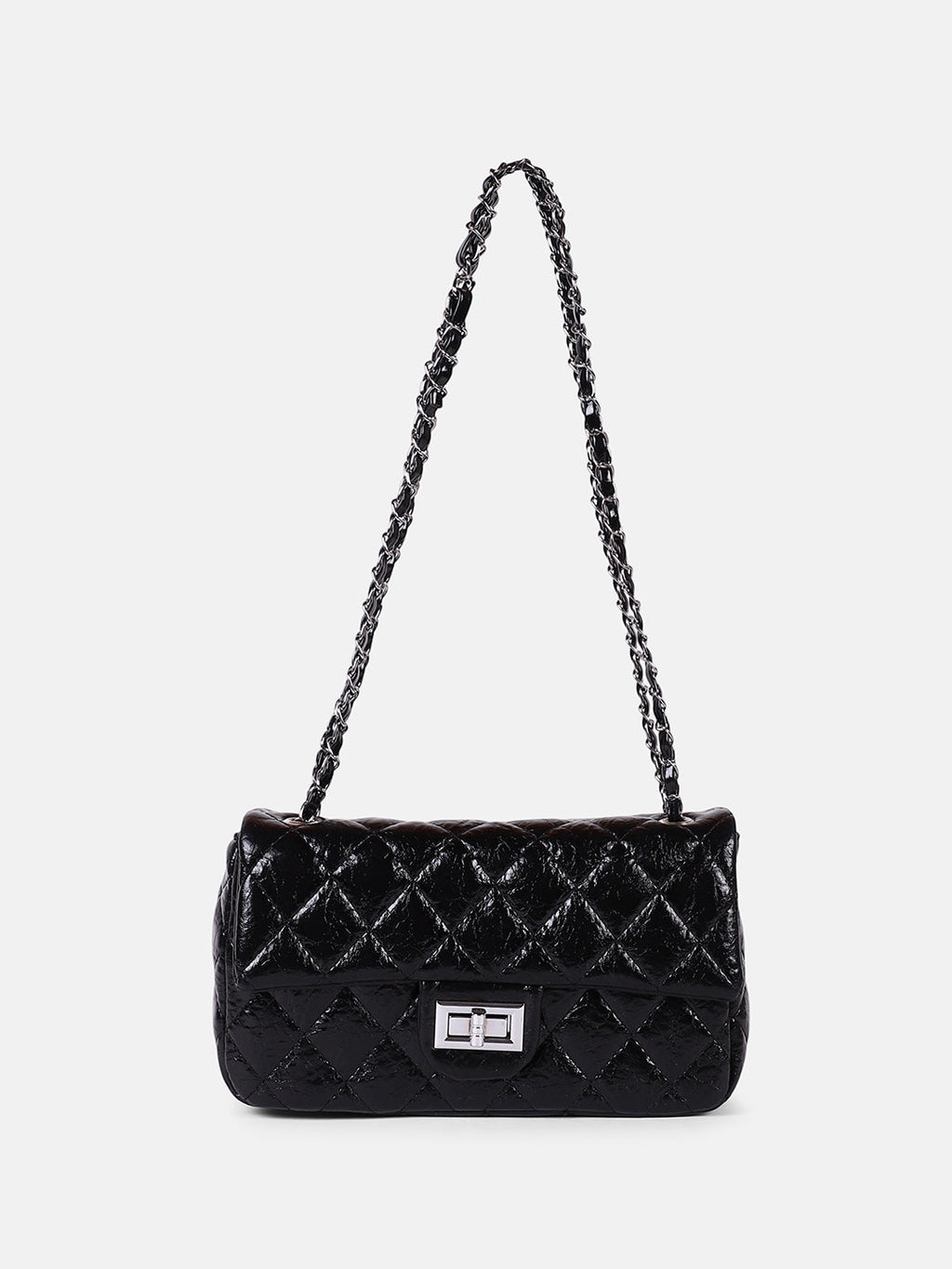 Haute Sauce The Quilted-Chainlink Sling Bag - Onyx Black