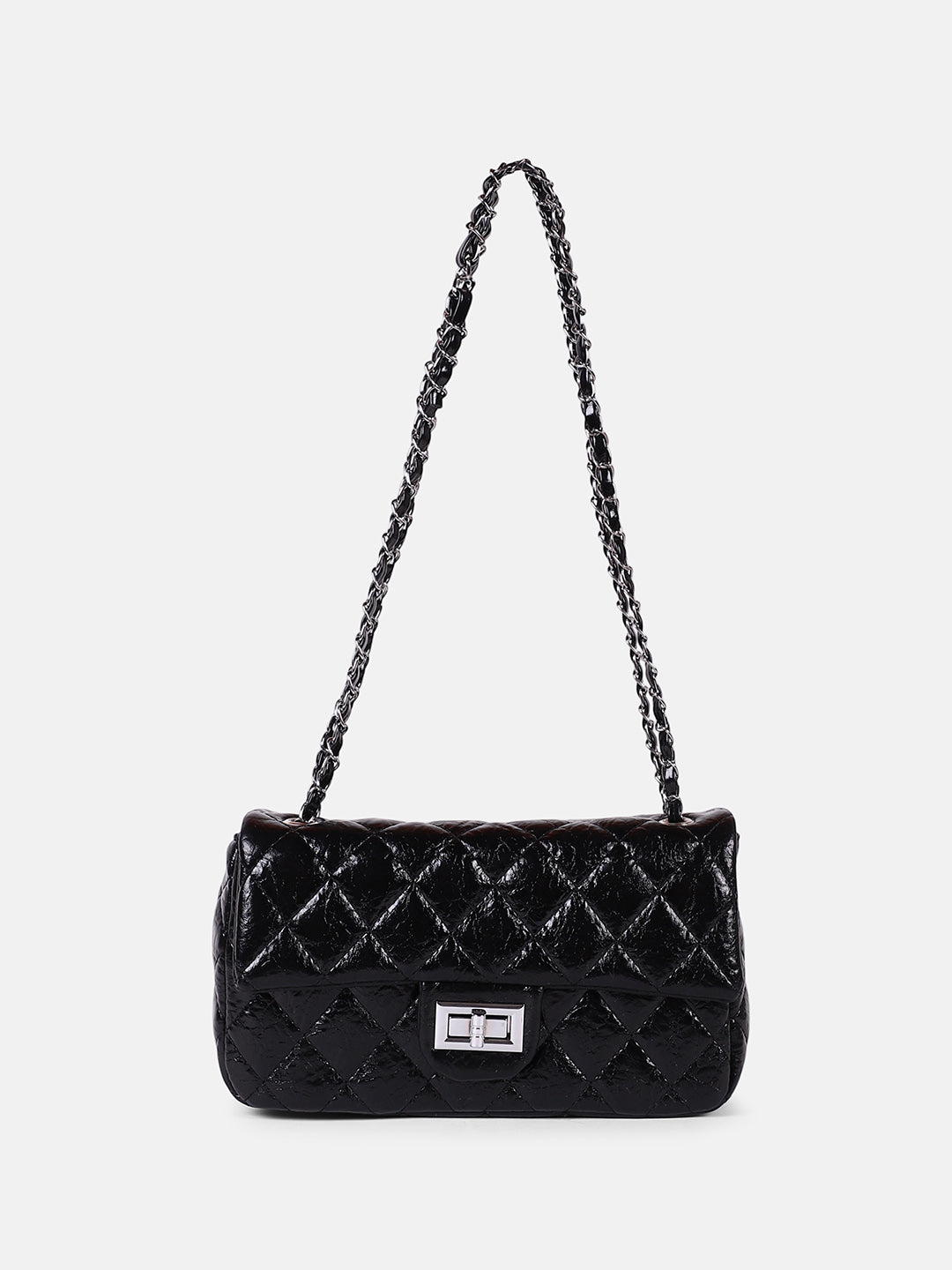 Haute Sauce The Quilted-Chainlink Sling Bag - Onyx Black