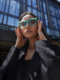 Tinted Lens Green Frame Oversized Sunglass