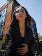 Tinted Lens Gold Frame Oversized Sunglass