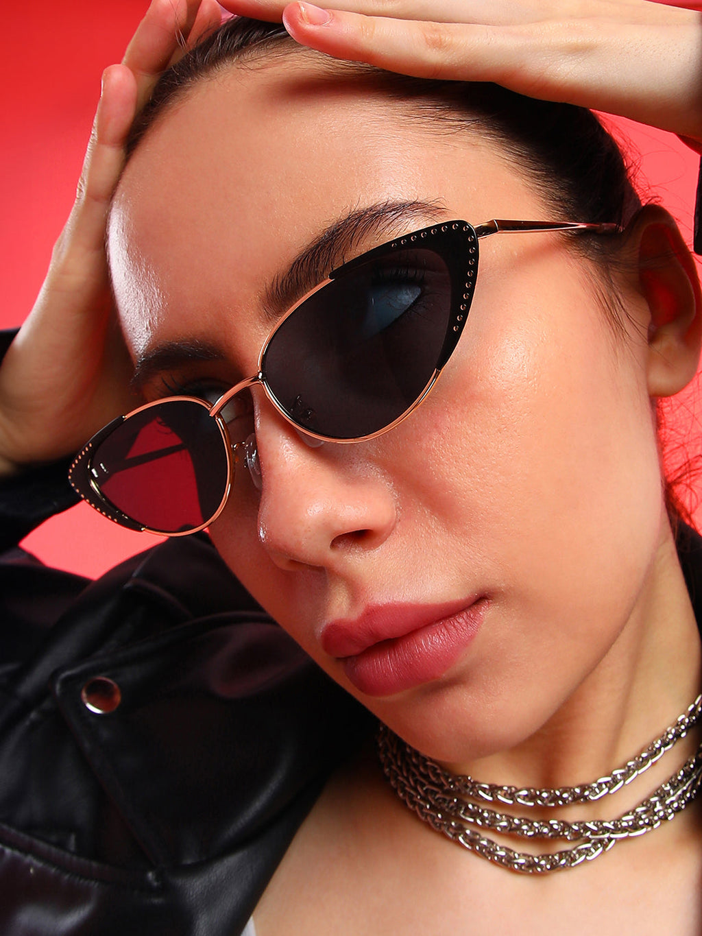 Haute Sauce The Studded Cateye Sunglasses - Midnight Black