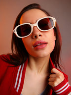 Haute Sauce Foldable Rectangular Sunglasses - White