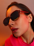 Foldable Rectangular Sunglasses - Brown