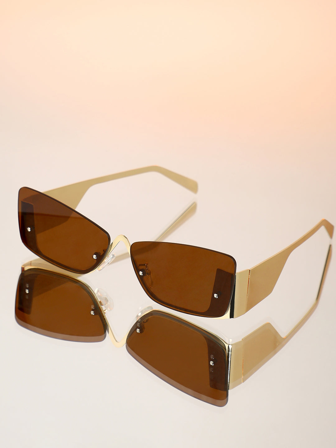 Haute Sauce The Abstract Rectangular Sunglasses - Champayne Gold
