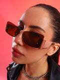Haute Sauce The Abstract Rectangular Sunglasses - Champayne Gold