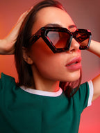The Tortoise Shell Geometrical Sunglasses - Multicolour