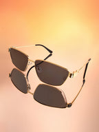 Haute Sauce The Spear Rectangular Sunglasses - Champayne Gold