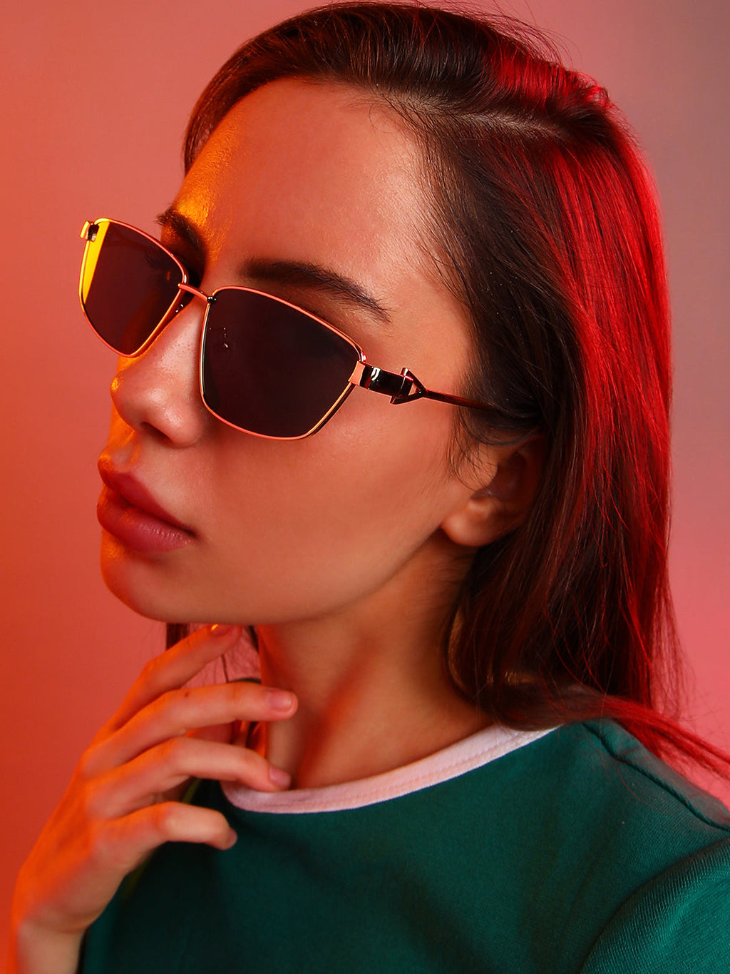 Haute Sauce The Spear Rectangular Sunglasses - Champayne Gold
