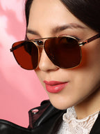 Haute Sauce The Contrast Aviator Sunglasses - Mocha Brown