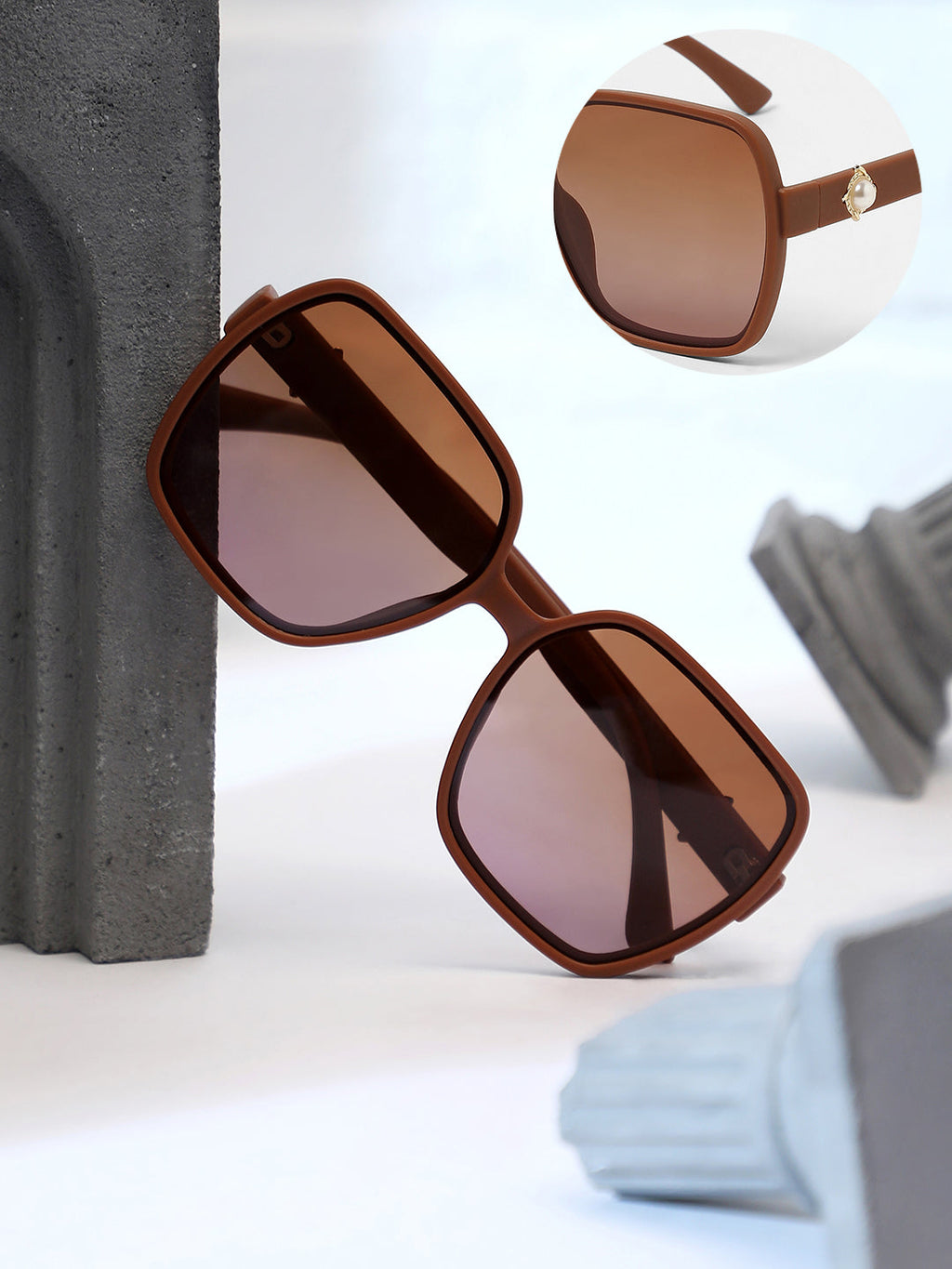 Haute Sauce The Embellished Oversized Sunglasses - Ash Brown