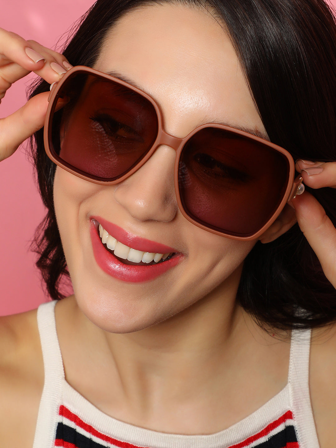 Haute Sauce The Embellished Oversized Sunglasses - Ash Brown