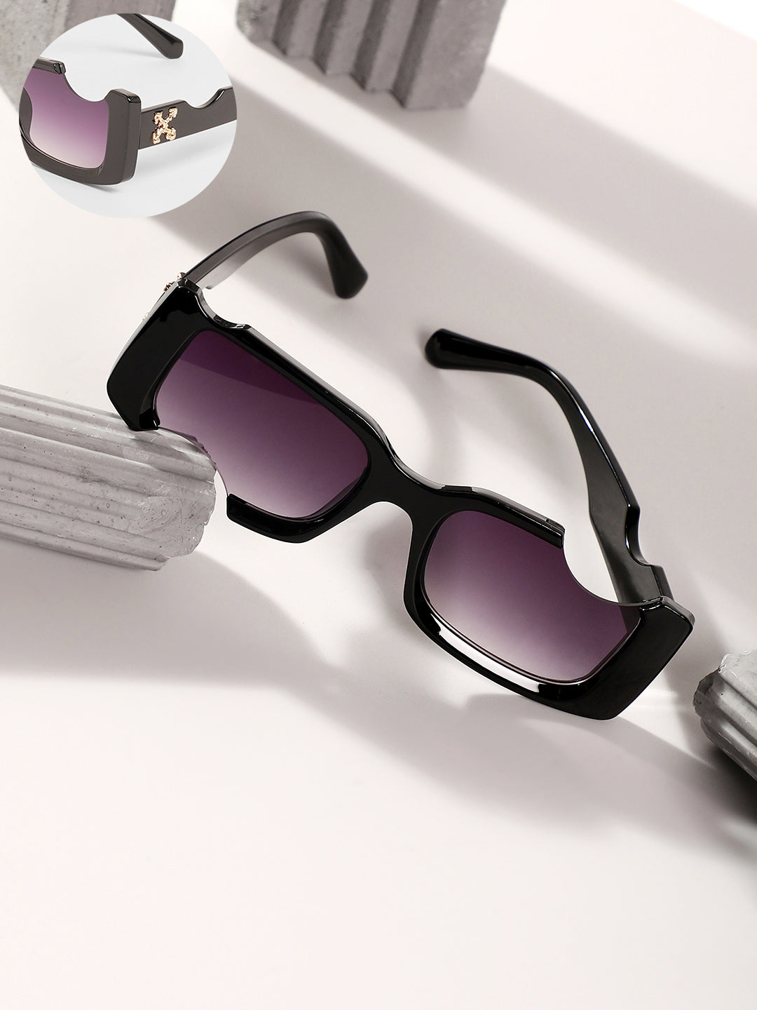 Haute Sauce The Crunch Rectangular Sunglasses - Onyx Black