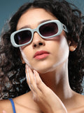 Haute Sauce The Retro Cinema Rectangular Sunglass - Coin Grey