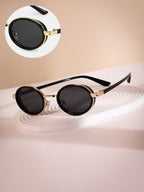 The Malibu Block Oval Sunglass - Onyx Black